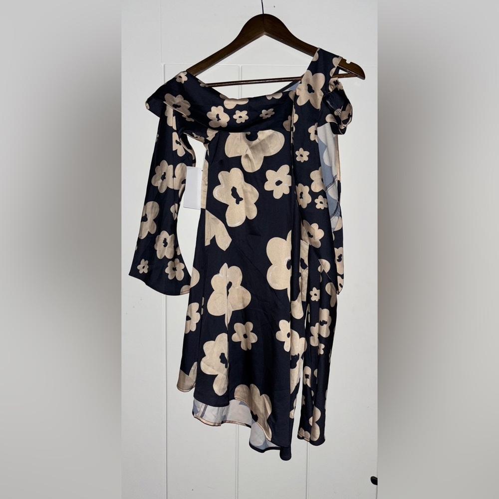NEW The Wolf Gang Amor Floral Satin Mini Dress XL Oriental‎ Celestial Flower